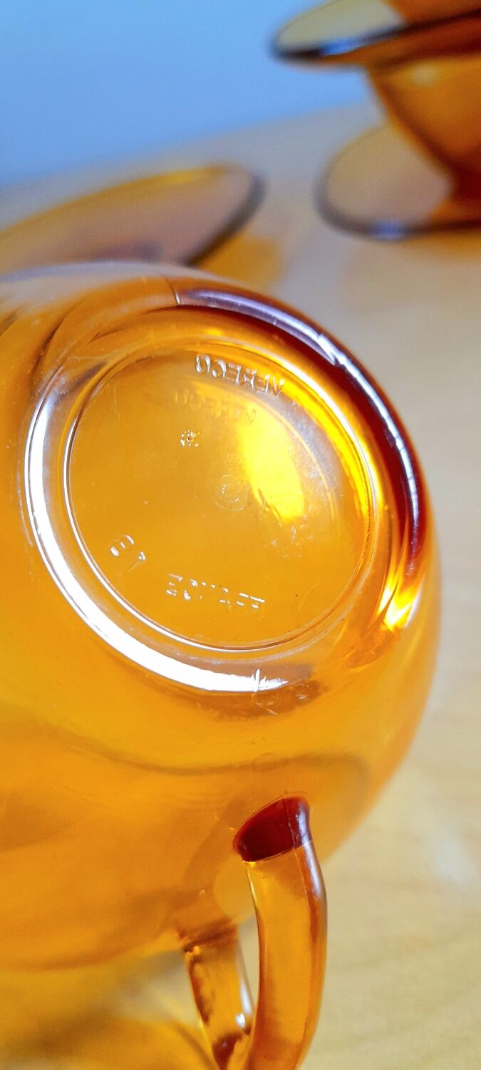 70s amber glass cups