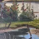 Vintage Farmhouse Landscape Oil Painting