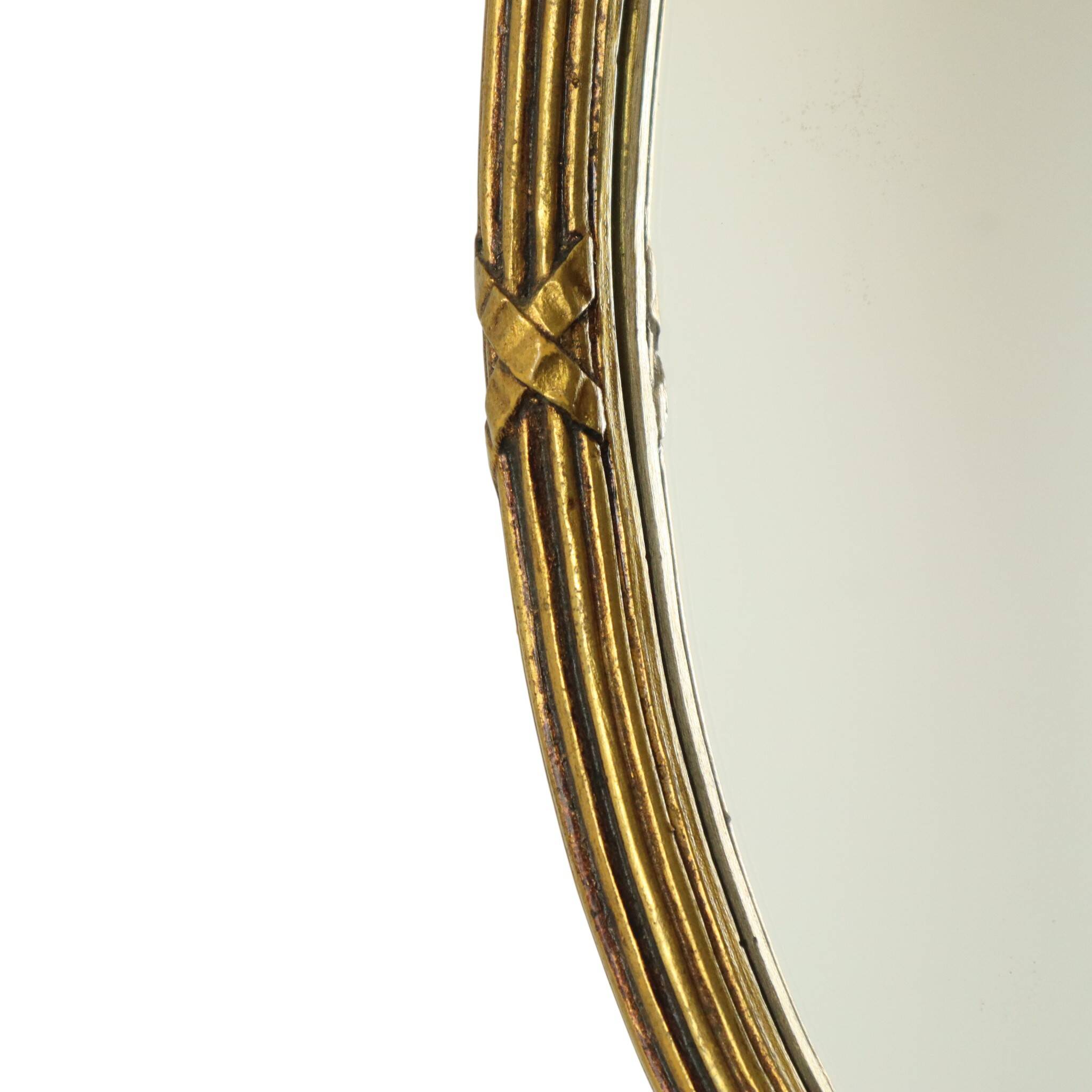 French Oval Mirror with Bow Roses Louis XVI Gold 45cm