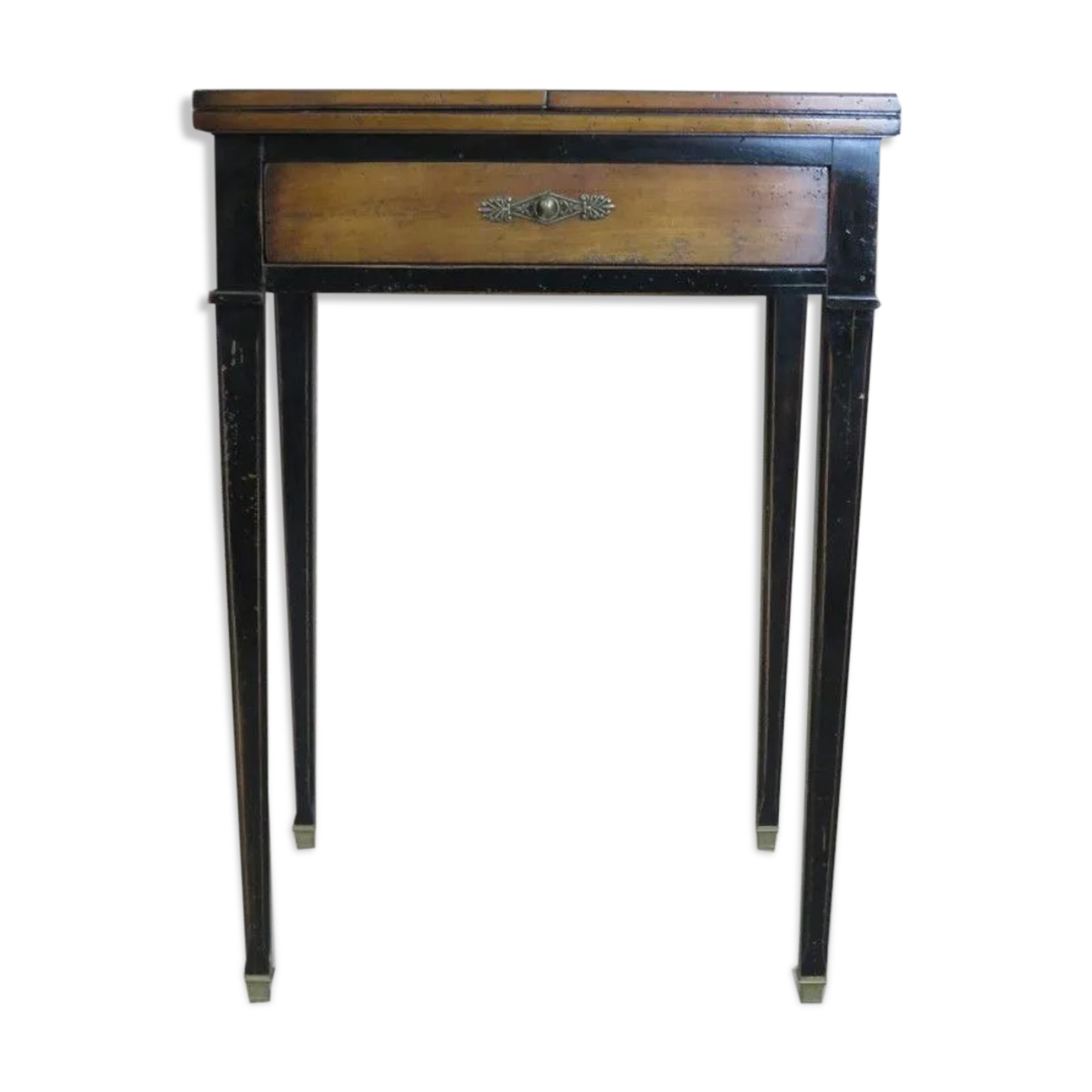 Modern style writing table, the top opening to 2 side shelves