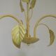 French vintage chandelier with 3 lights in leaf green metal and glass shades 5516