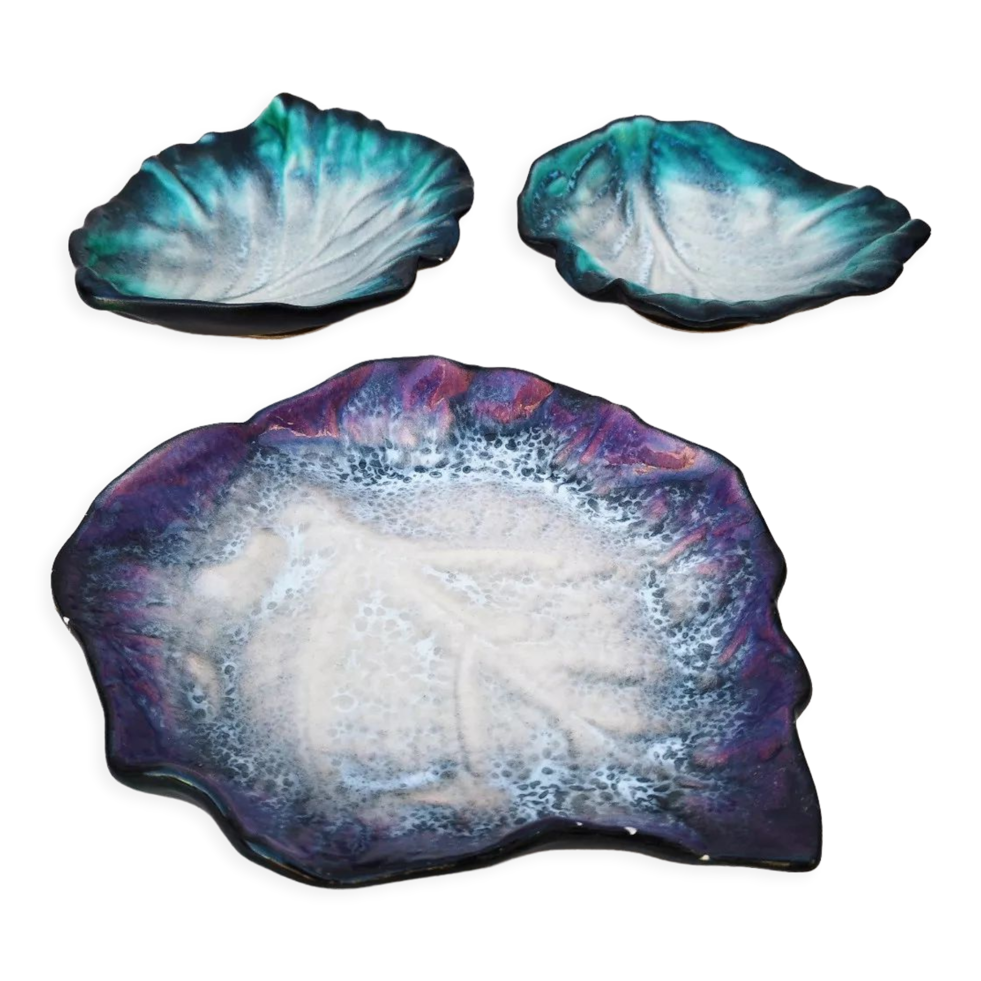 Plates ceramic cabbage leaf Chambost