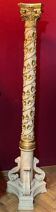 Italian Pedestal Column in White Lacquer and Gold Leaf