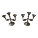 Pair of brass candlesticks in gold metal, Scandinavian bohemian decoration, old candlesticks
