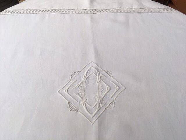 Old linen sheet monogram a d 224 x 312 cm