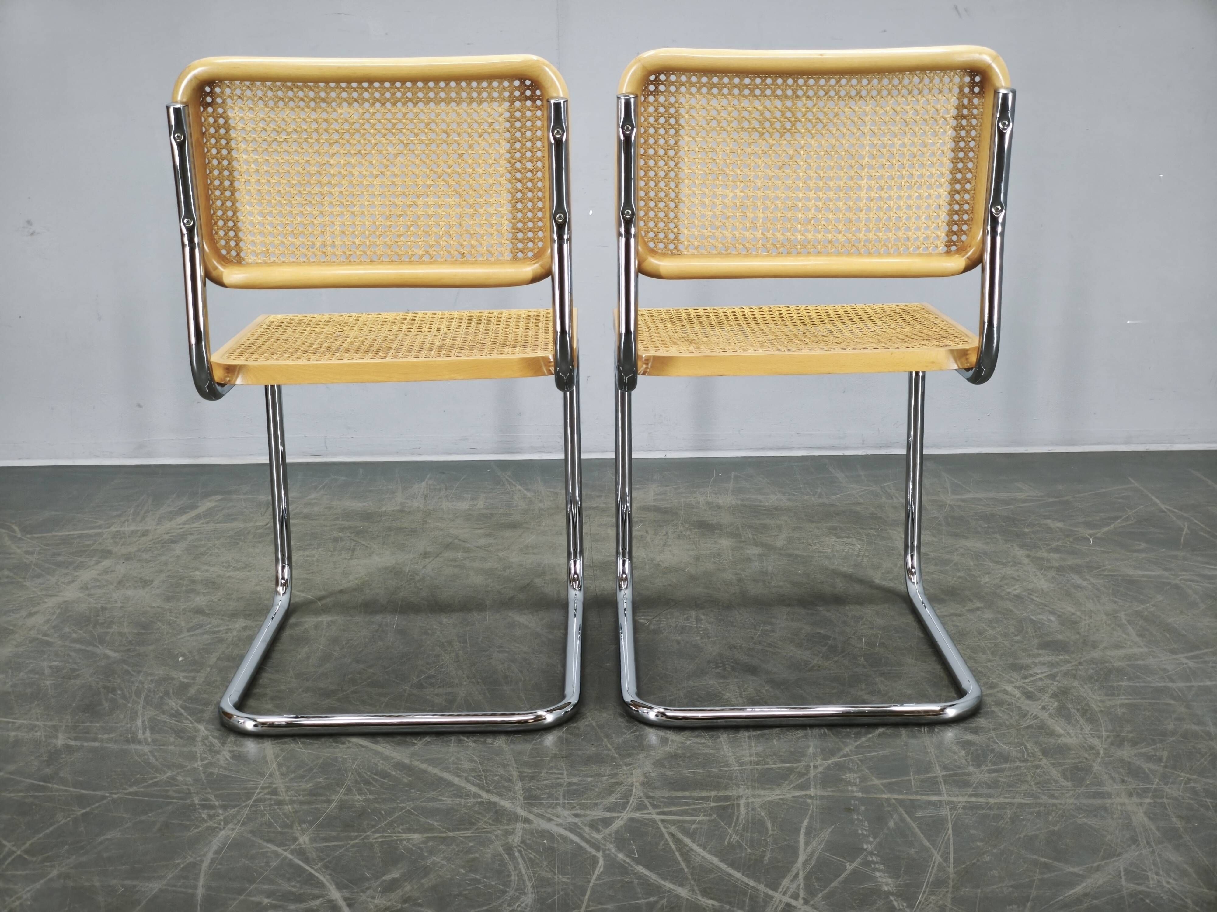 Pair of Italian Cesca Cantilever Chairs after Marcel Breuer, 1970s