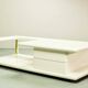White High Gloss Free Form Italian Design Coffee Table w. Brass Accents 70s
