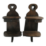 Pair of bedside tables, mountain folk art, circa 1960
