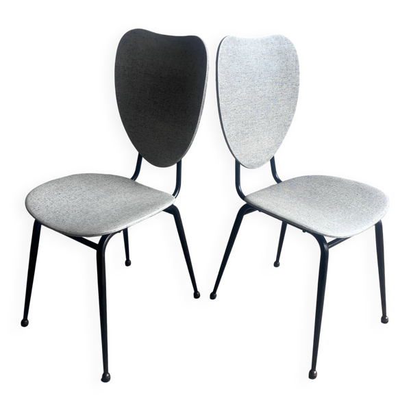 Paire de chaises de salle à manger françaises Jacques Hitier années 1950