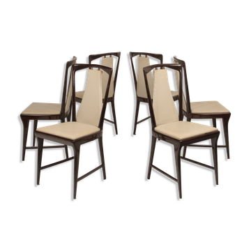 Chaises italiennes en acajou teinté d'Osvaldo Borsani pour Arredamenti Borsani Varedo 1950
