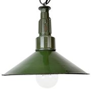 Industrial Green Enamel Military Pendant Lamp with Cast Aluminium Top, 1960