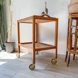 Desserte vintage en bois à roulettes plateau amovible