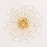 Ceiling light, brass and crystal glass by Kinkeldey, Germany, 1970s.