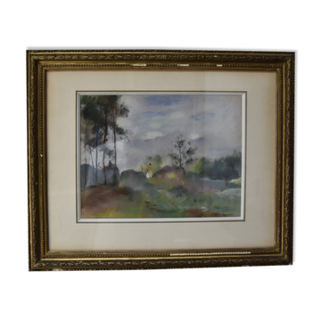 Henry Ottmann (1877-1927) Edge of the woods in the mist, signed pastel