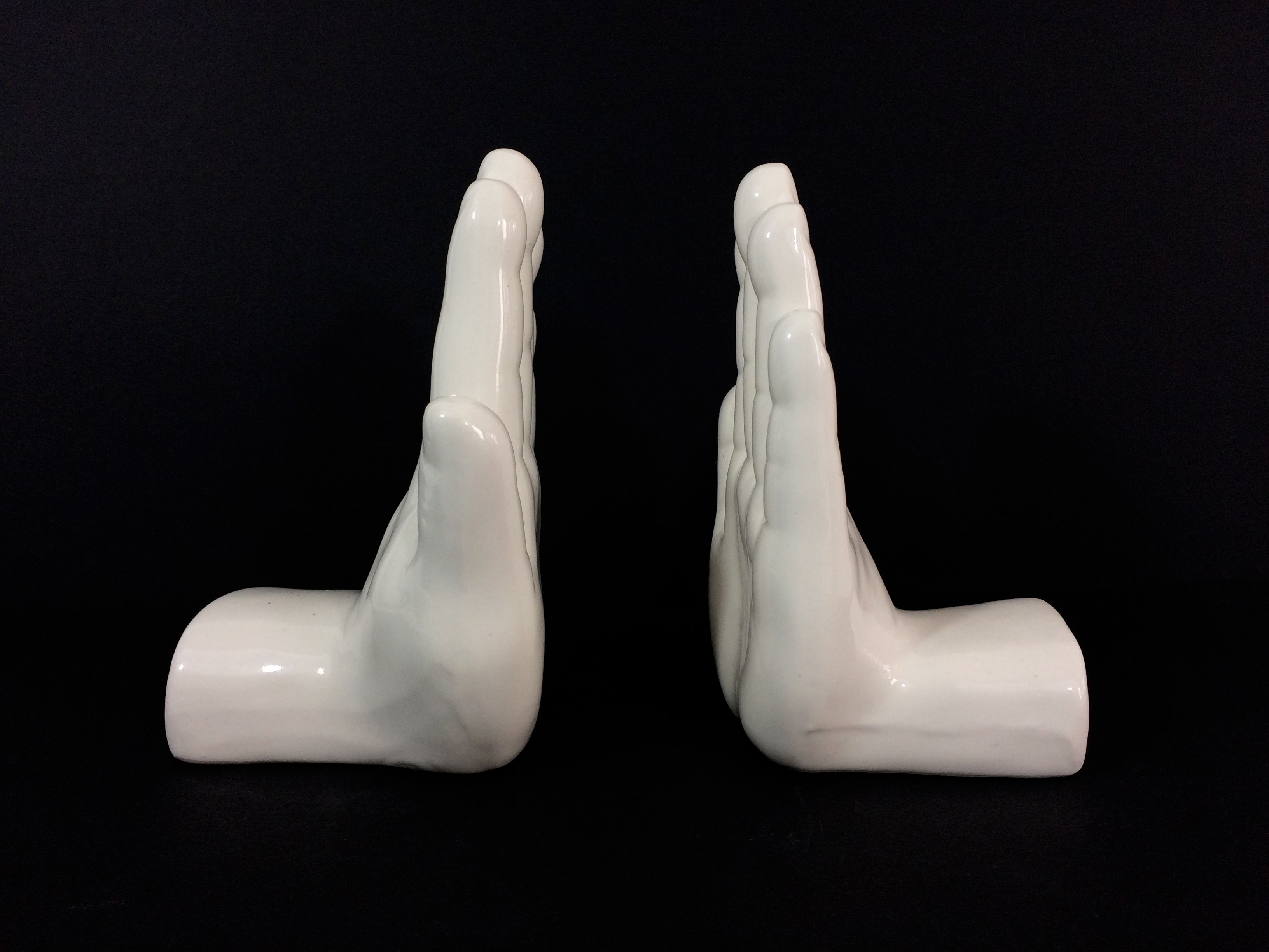 Pair of vintage bookends in white ceramic