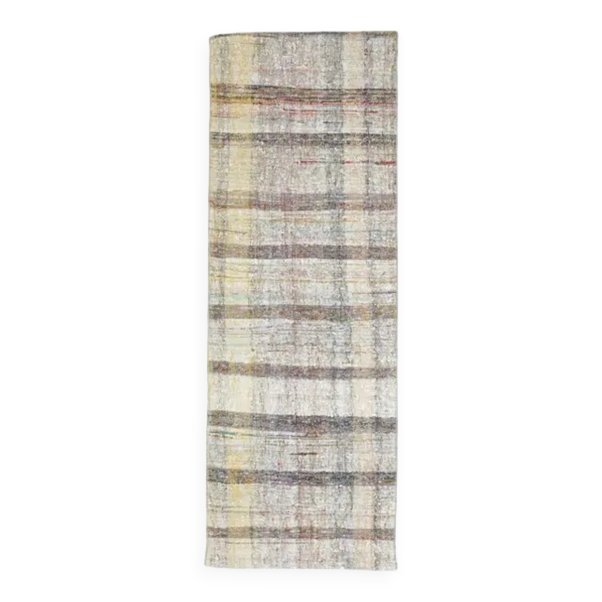 Vintage Turkish Hand-Knotted Wool Cotton White Kilim Runner Rug 75x208