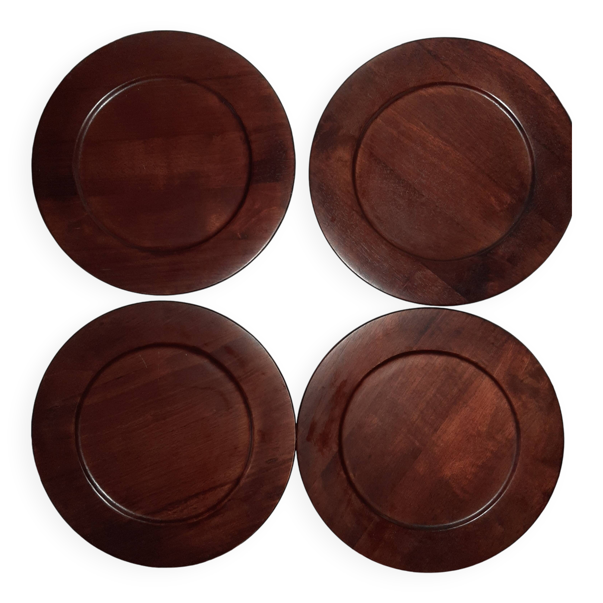 4 vintage wooden presentation dishes/plates