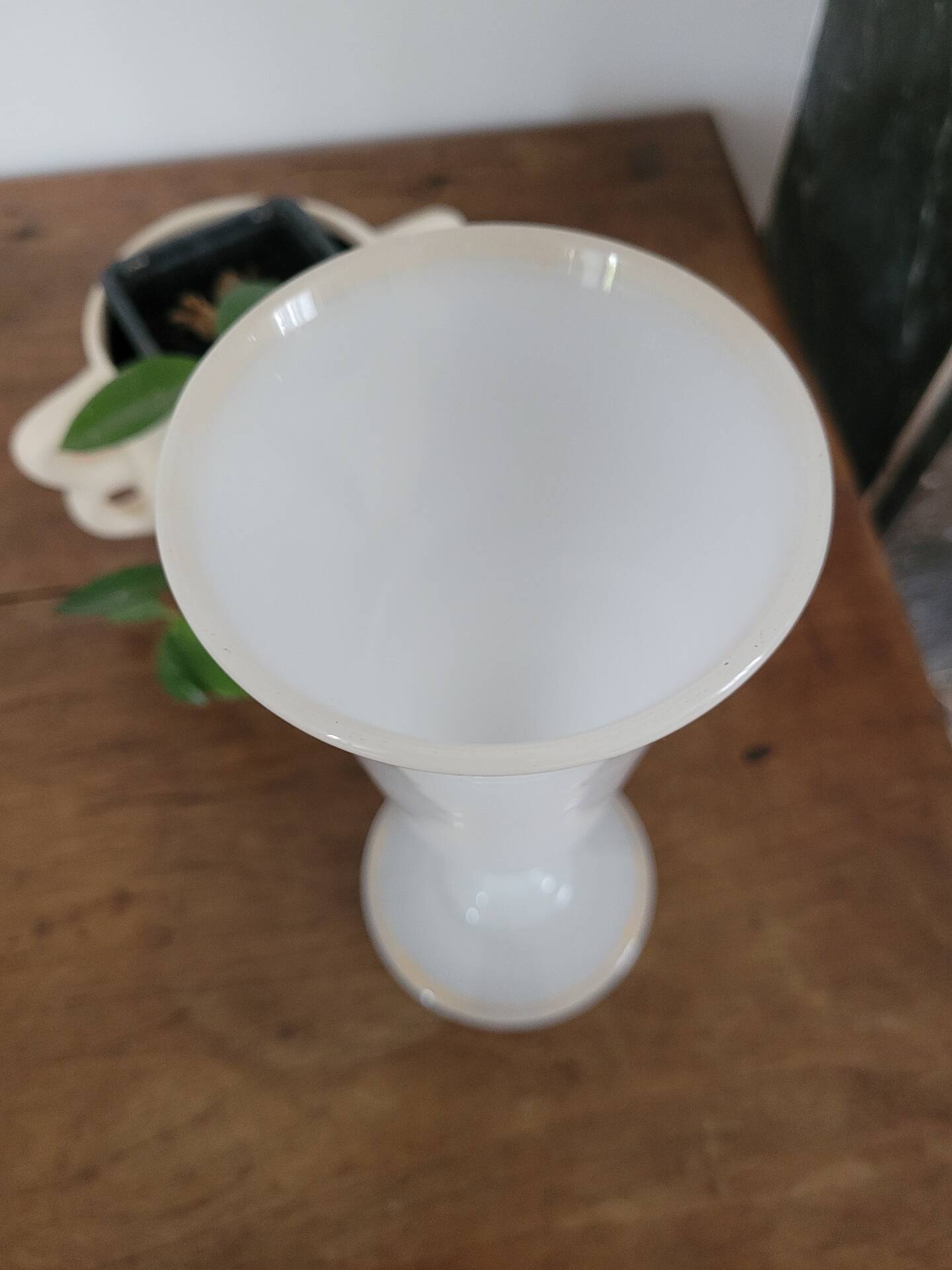 White opaline bowl with golden trim