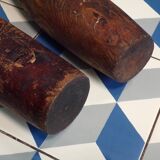 2 old wooden juggling clubs