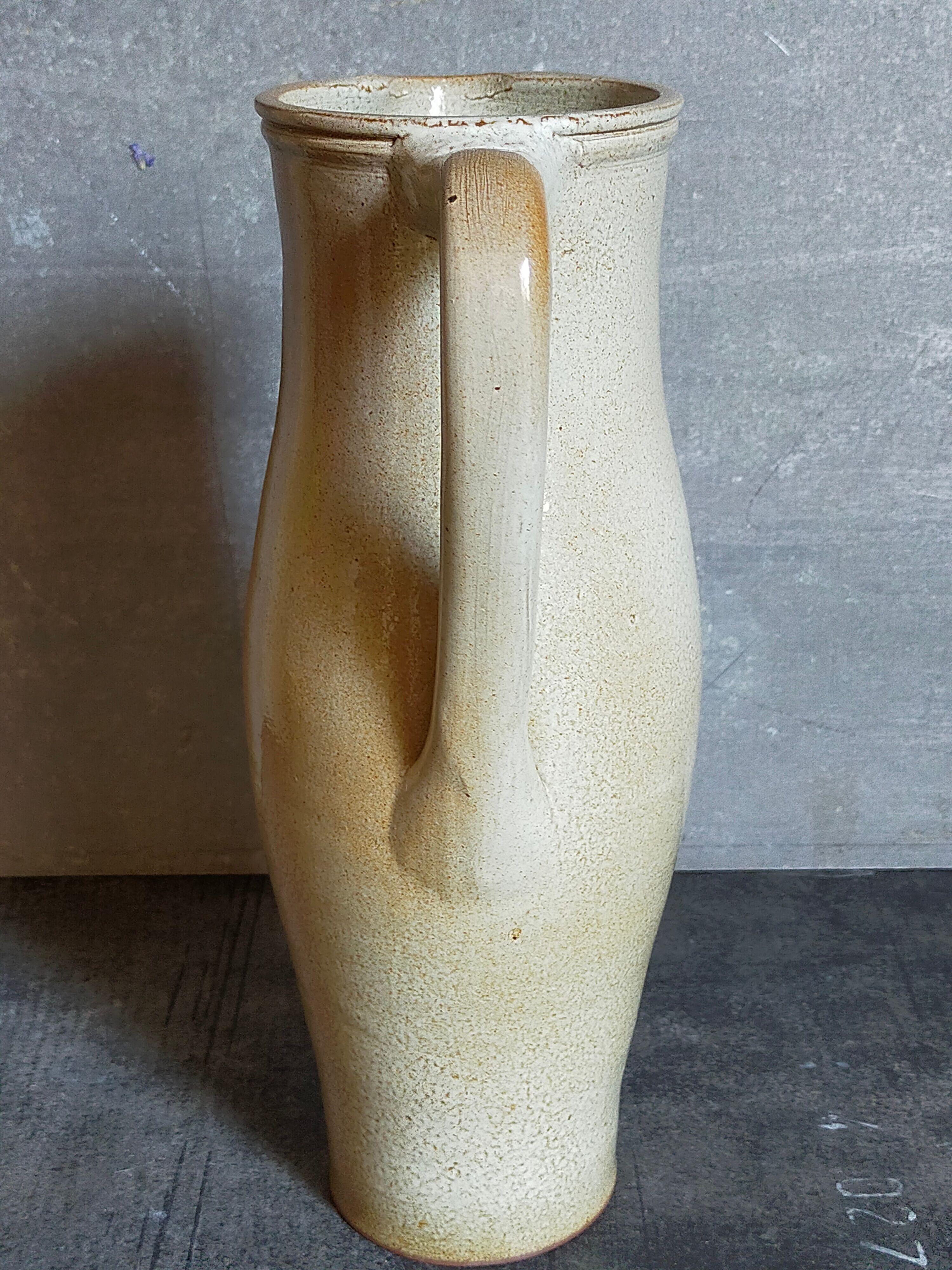 Enamelled sandstone pitcher Jean Dubost in Noron La Poterie 60s