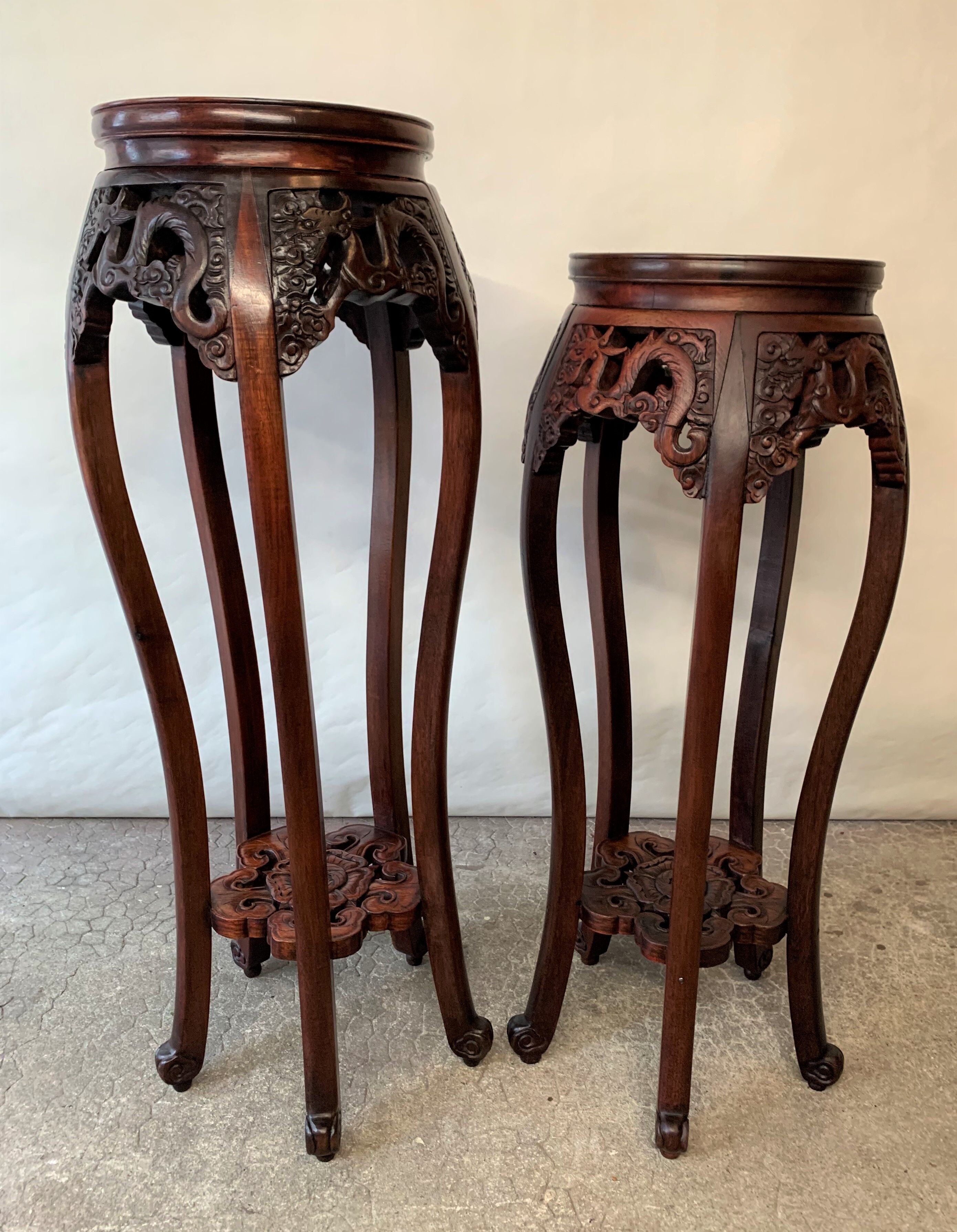 Chinese wood and marble side table
