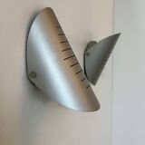 Pair of vintage adjustable wall lights, curved striated metal, France 1980