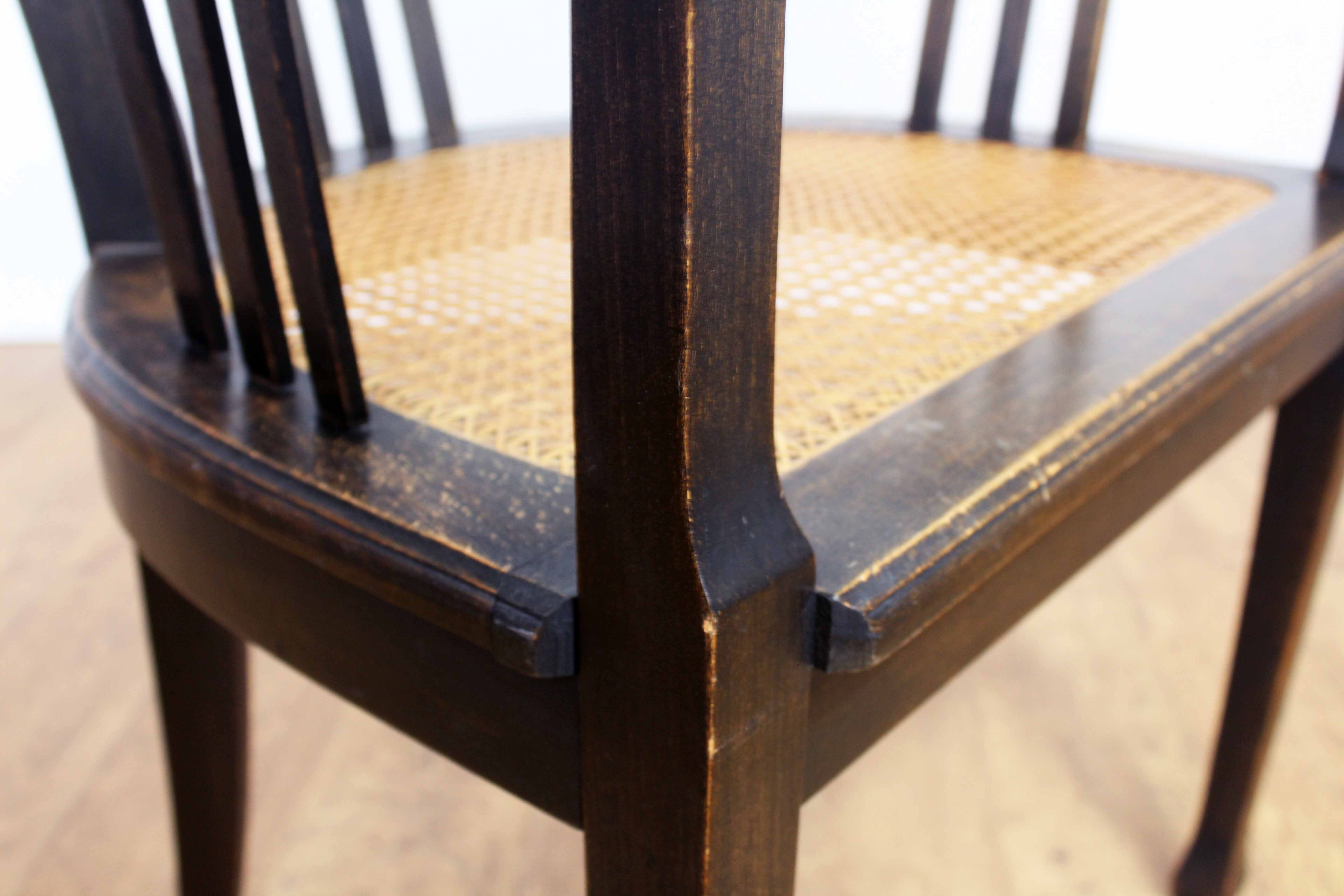 Old chair made of solid wood and caning