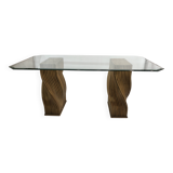 Mehitabel McGuire Twisted Pedestal Bamboo Dining Table MidCentury Boho 1970