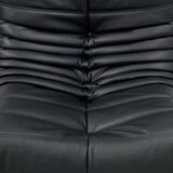Togo lounge chairs in black leather attributed to Michel Ducaroy for Ligne Roset, set of 2