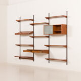 Kai Kristiansen 3 bay teak wall unit with desk, Denmark, 1960s