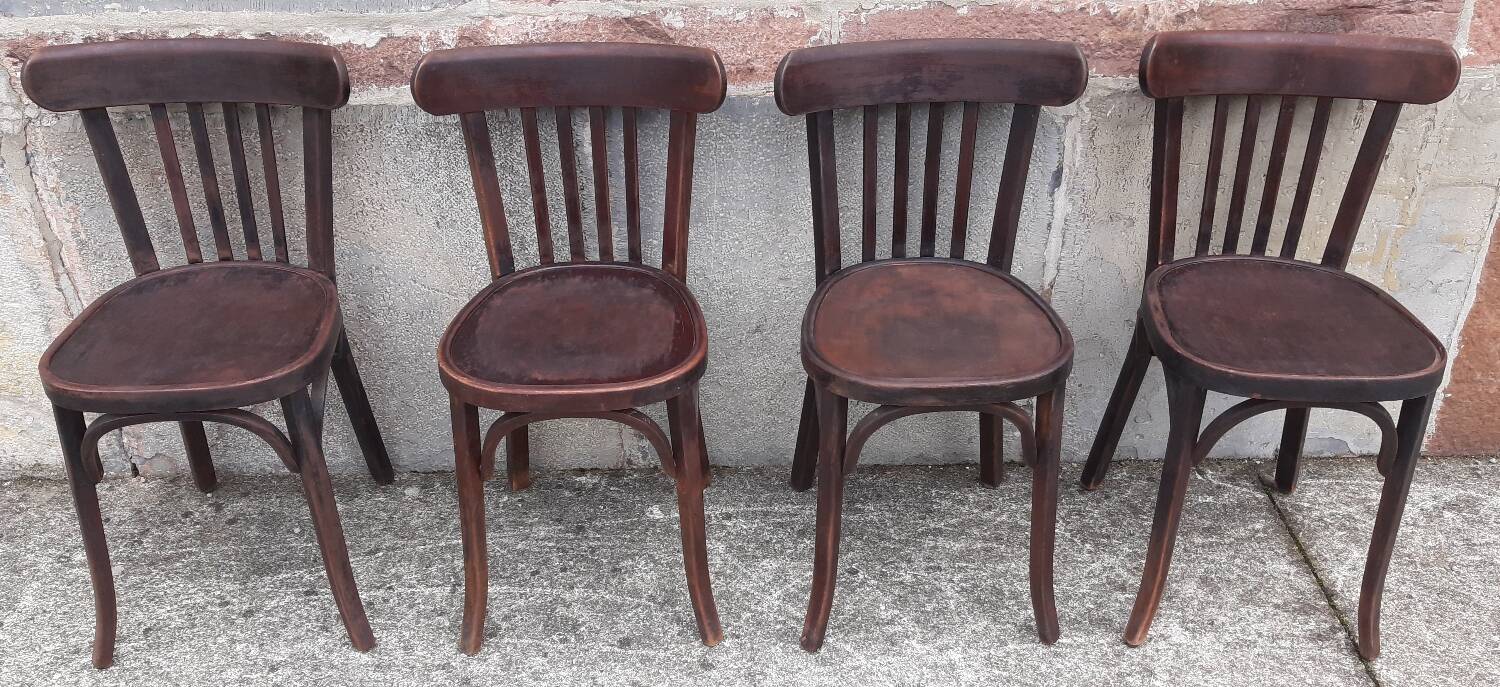 Chaises bistrot Baumann, années 50. (Lot de 4)