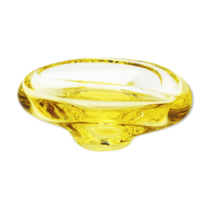 Cendrier en verre jaune conçu par M. klinger zelezny brod Sklo, Tchécoslovaquie, années 1960