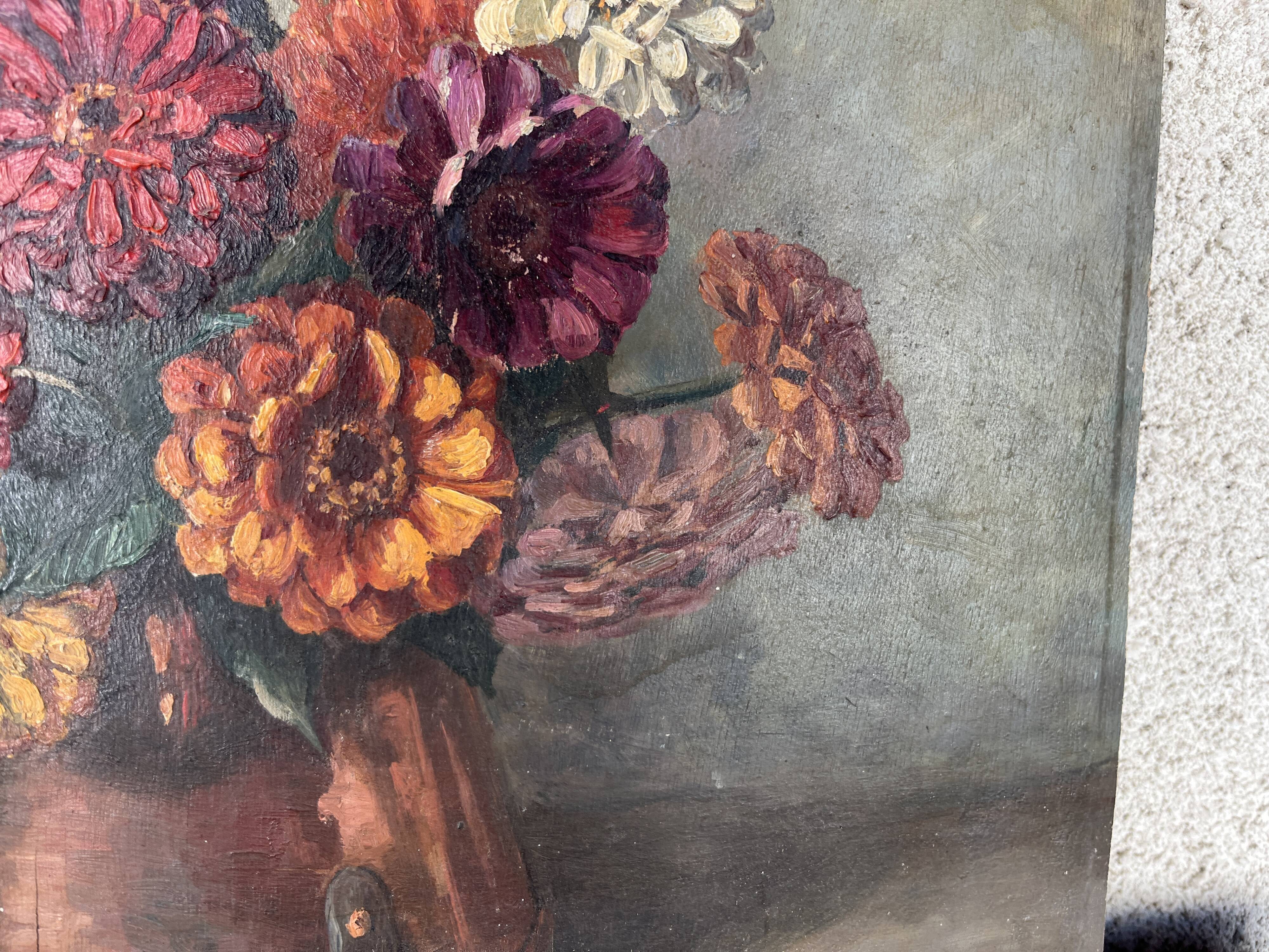 Still Life painting on panel signed 50 x 39