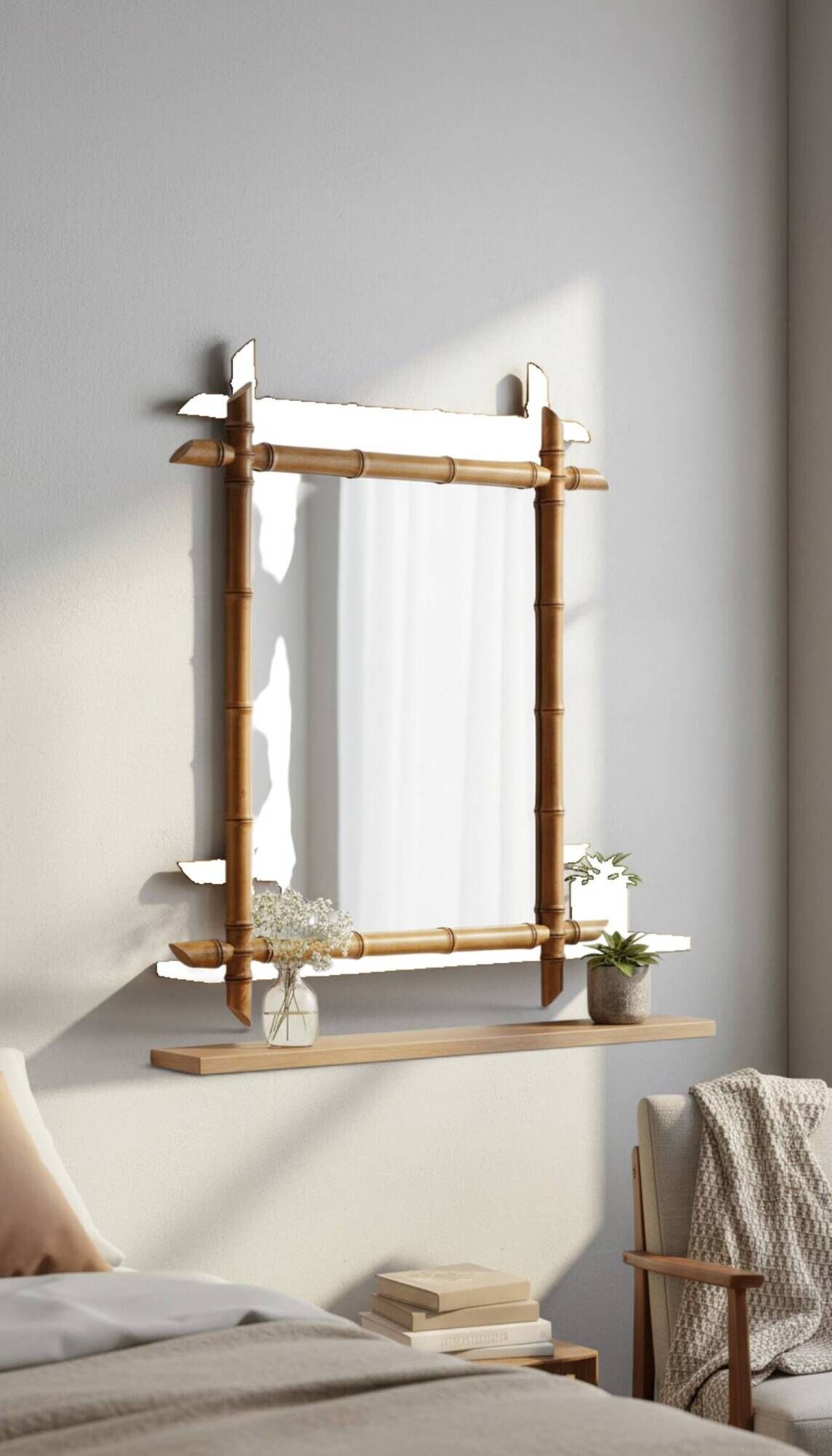 Bamboo mirror 52*65 cm