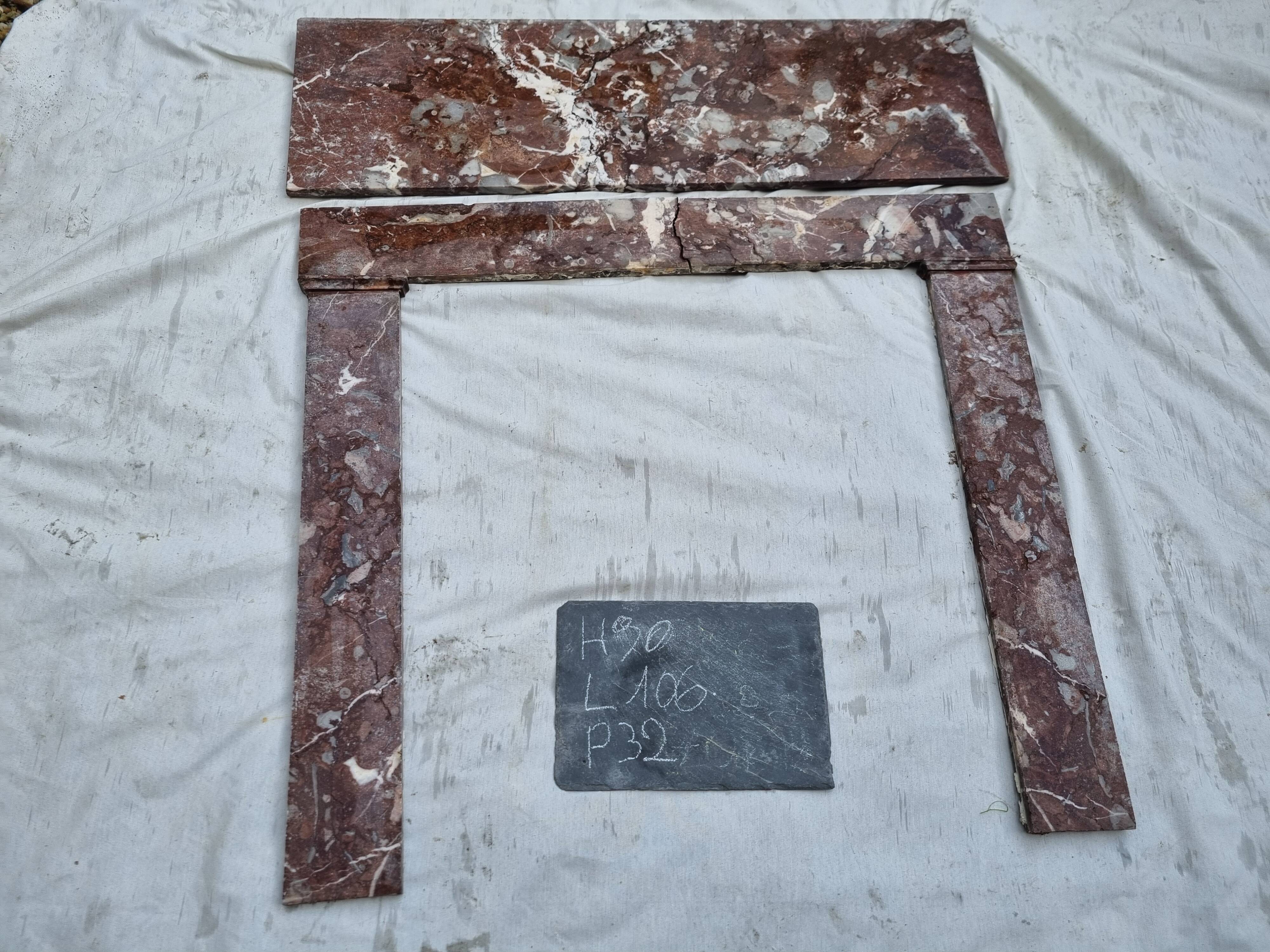 19th century red marble fireplace