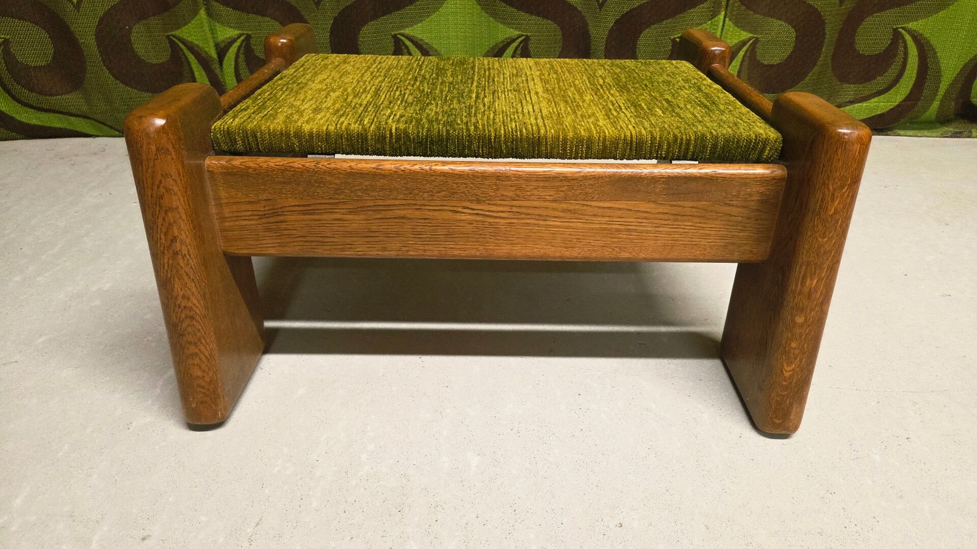 Brutalist oak footstool coffee table - 1970s
