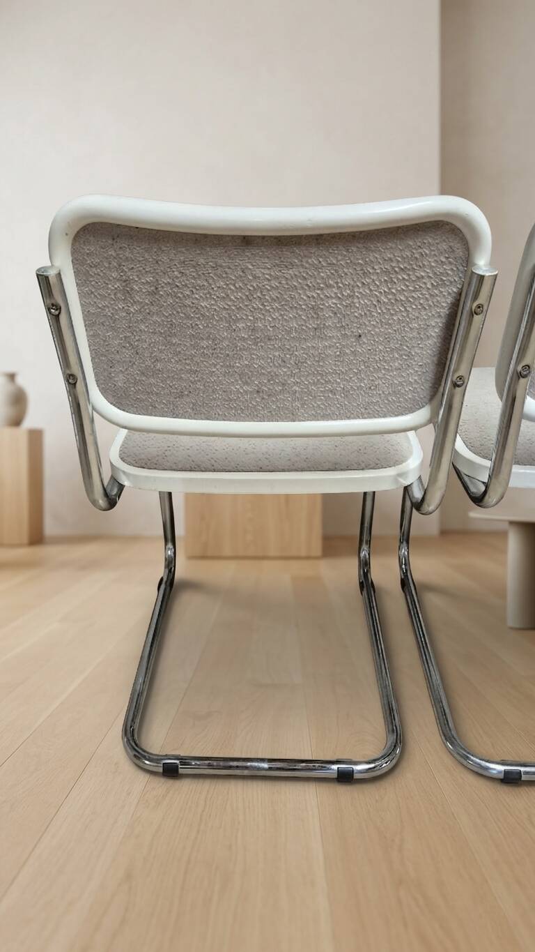 Set of 4 Marcel Breuer tubular chairs, mid-century modern Bauhaus chrome cantilever dining chairs, 20th century
