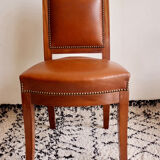 Chaise en acajou et cuir de style Consulat-Empire