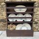 Antique wooden plate rack cupboard.