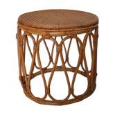 Tabouret en rotin vintage