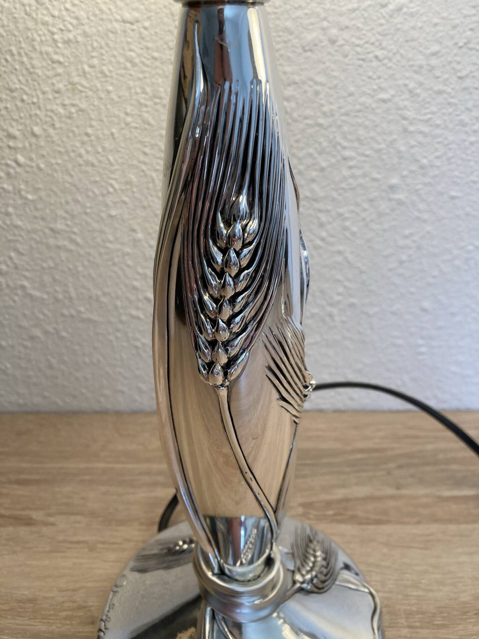 Paire de lampe argentée de Marcello gorgio abat jour murano