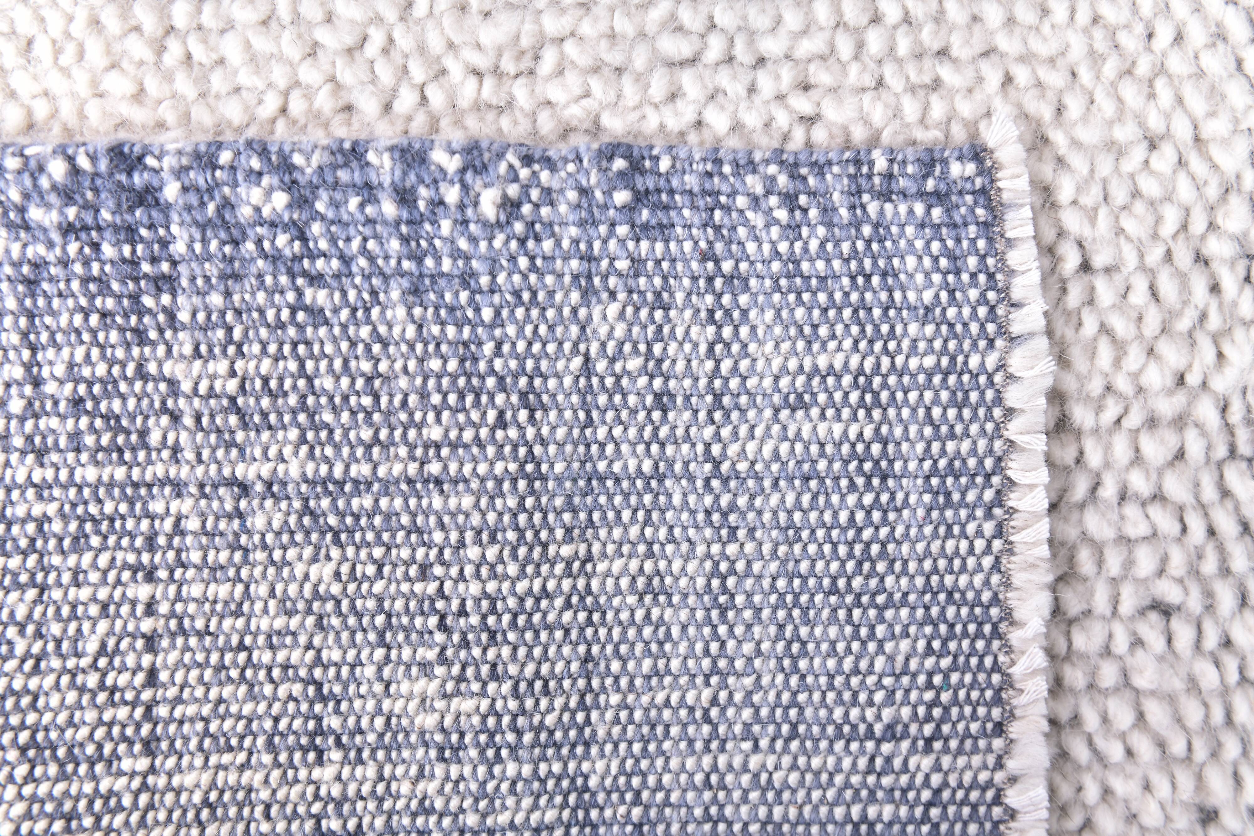 4x7 Blue & White Handmade Wool Turkish Rug, 135x213Cm