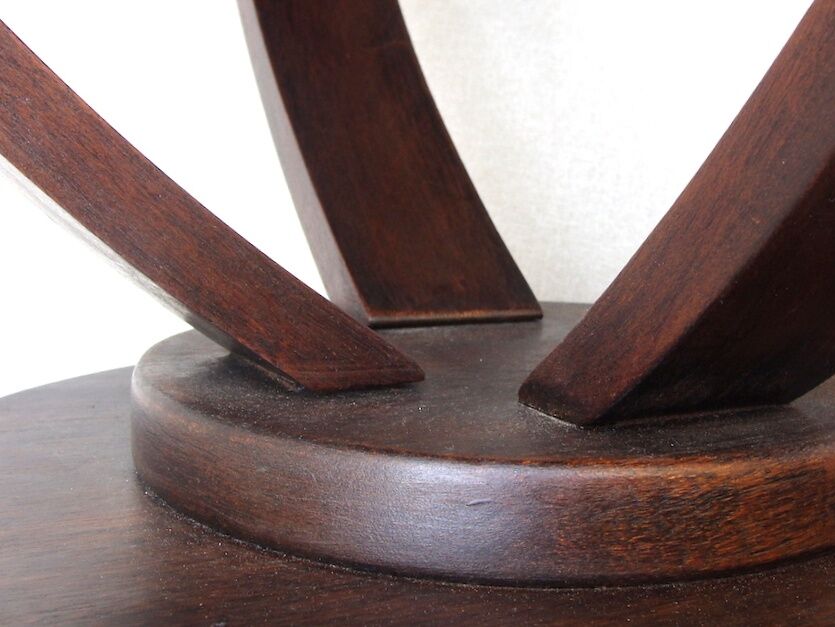 1930 wooden coffee table, double lyre foot