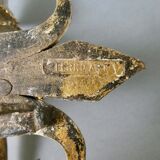 Pair of gold metal wall lamps Ferro Arte, 60s-70s