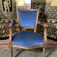 Louis XVI style convertible armchair blue velvet