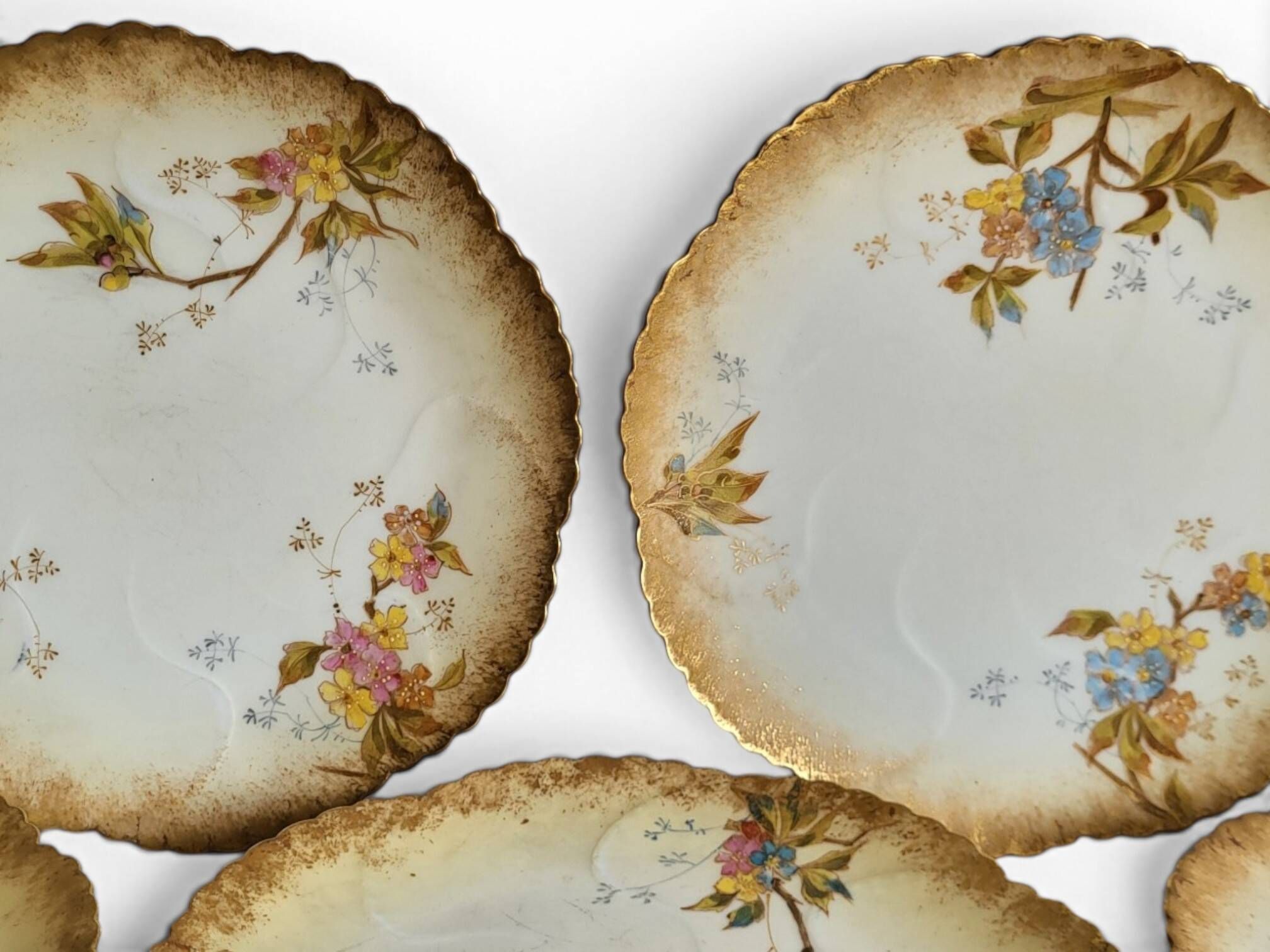 8 porcelain plates from Limoges, Martial Redon / Art Nouveau