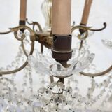 Bronze chandelier with crystal pendants circa 1950, 5 lights, H = 81 cm