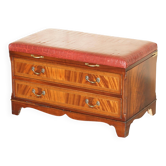 Crocodile leather and hardwood luggage rack in Mid-Century Modern style