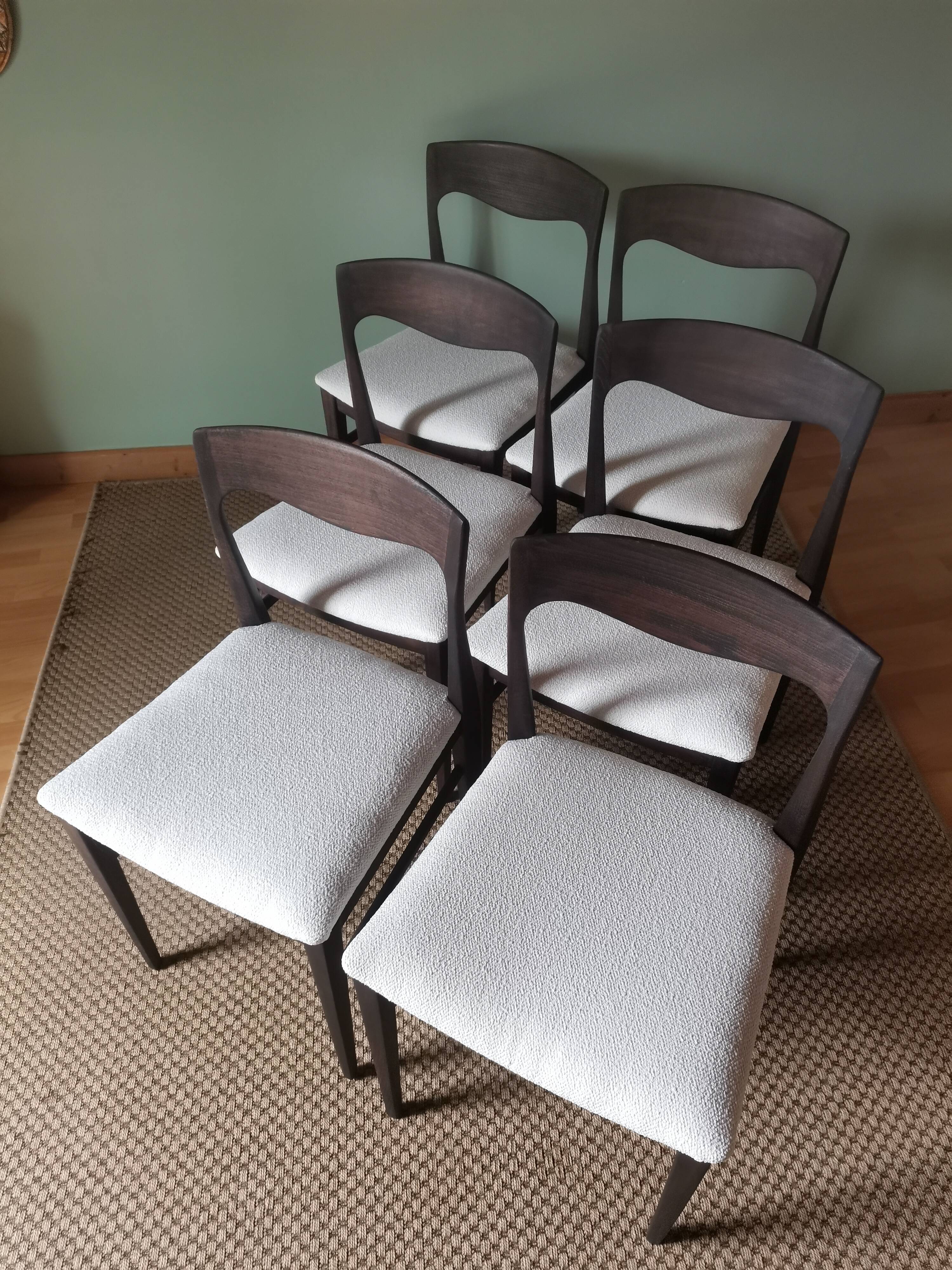 White boucle Scandinavian chairs