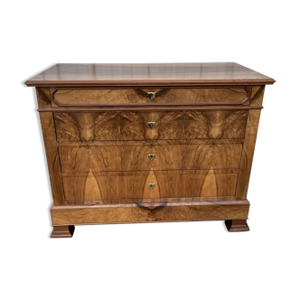 Commode style Louis Philippe en ronce de noyer,  fin XIXème